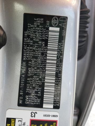 Photo 10 from auction – 2012 TOYOTA COROLLA BA with VIN 2T1BU4EE5CC875965