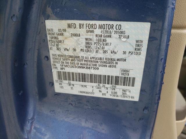 Photo 10 from auction – 2009 FORD ESCAPE XLT with VIN 1FMCU03G99KB87309