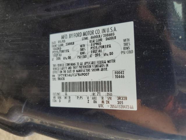 Photo 10 from auction – 2003 FORD RANGER SUP with VIN 1FTYR14U13PB49007