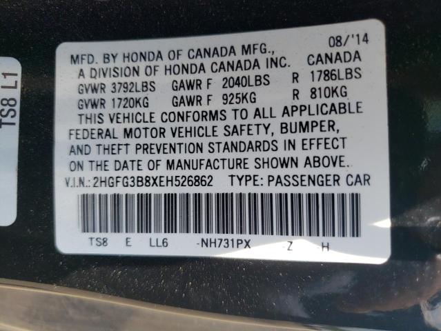 Photo 10 from auction – 2014 HONDA CIVIC EX with VIN 2HGFG3B8XEH526862