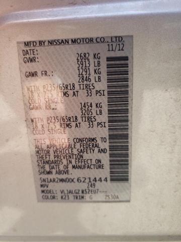 Photo 10 from auction – 2013 NISSAN PATHFINDER with VIN 5N1AR2MN0DC621444