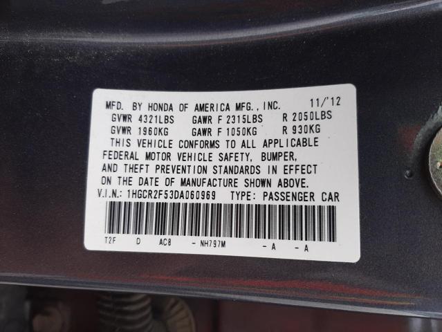 Photo 10 from auction – 2013 HONDA ACCORD SPO with VIN 1HGCR2F53DA060969