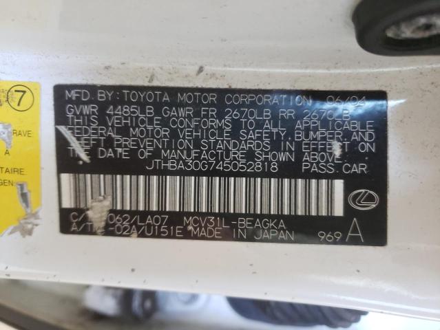 Photo 10 from auction – 2004 LEXUS ES 330 with VIN JTHBA30G745052818