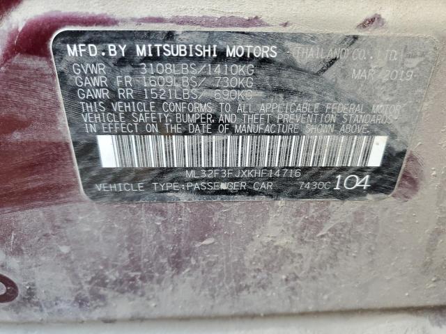 Photo 10 from auction – 2019 MITSUBISHI MIRAGE G4 with VIN ML32F3FJXKHF14716