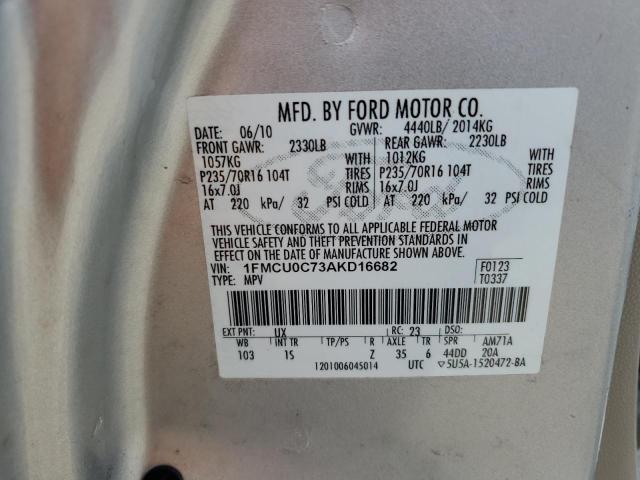 Photo 10 from auction – 2010 FORD ESCAPE XLS with VIN 1FMCU0C73AKD16682