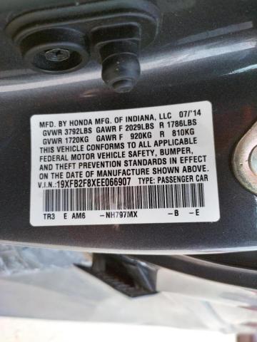 Photo 10 from auction – 2014 HONDA CIVIC with VIN 19XFB2F8XEE066907