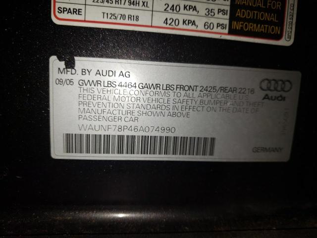 Photo 10 from auction – 2006 AUDI A3 2.0 PRE with VIN WAUNF78P46A074990