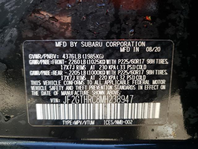 Photo 10 from auction – 2021 SUBARU CROSSTREK with VIN JF2GTHRC8MH238947