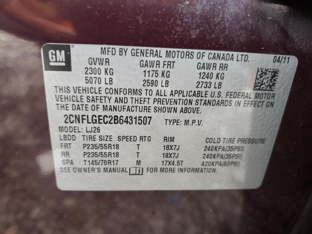 Photo 10 from auction – 2011 CHEVROLET EQUINOX LT with VIN 2CNFLGEC2B6431507