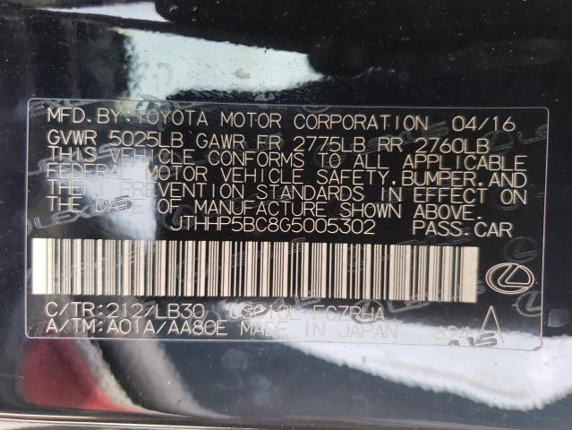 Photo 10 from auction – 2016 LEXUS RC-F with VIN JTHHP5BC8G5005302