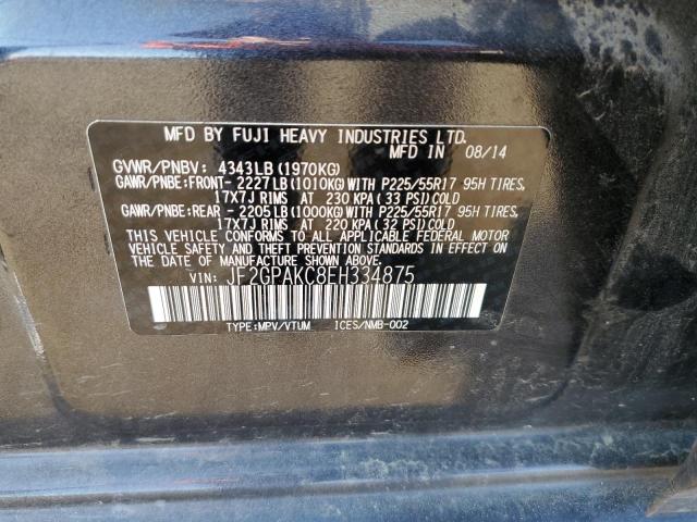 Photo 10 from auction – 2014 SUBARU XV CROSSTR with VIN JF2GPAKC8EH334875