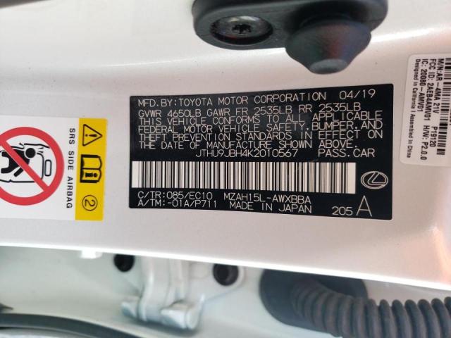 Photo 10 from auction – 2019 LEXUS UX 250H with VIN JTHU9JBH4K2010567