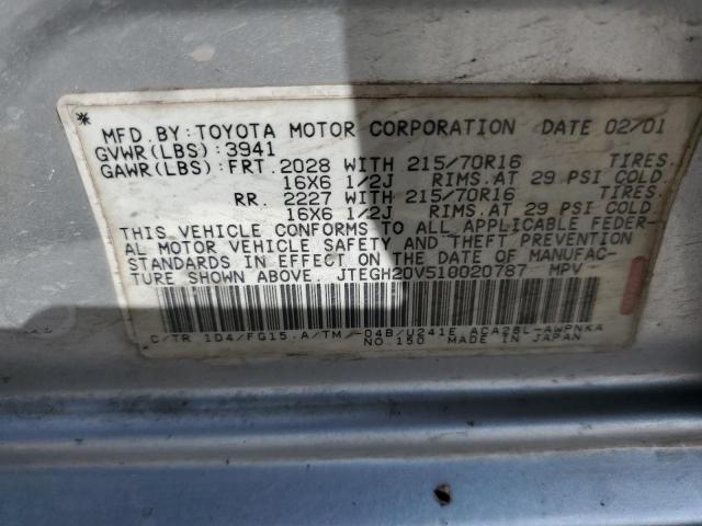 Photo 10 from auction – 2001 TOYOTA RAV4 with VIN JTEGH20V510020787