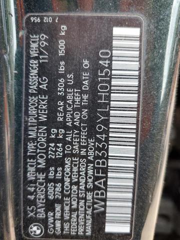 Photo 10 from auction – 2000 BMW X5 4.4I with VIN WBAFB3349YLH01540