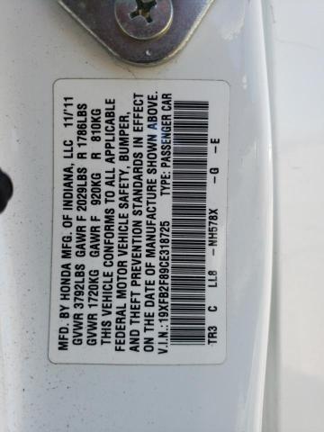 Фото 10 с аукциона – 2012 HONDA CIVIC EX с VIN 19XFB2F89CE318725