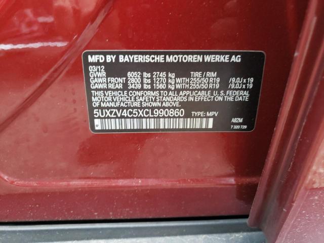 Photo 10 from auction – 2012 BMW X5 XDRIVE3 with VIN 5UXZV4C5XCL990860