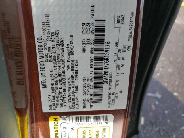 Photo 10 from auction – 2016 FORD FUSION SE with VIN 3FA6P0H77GR139176