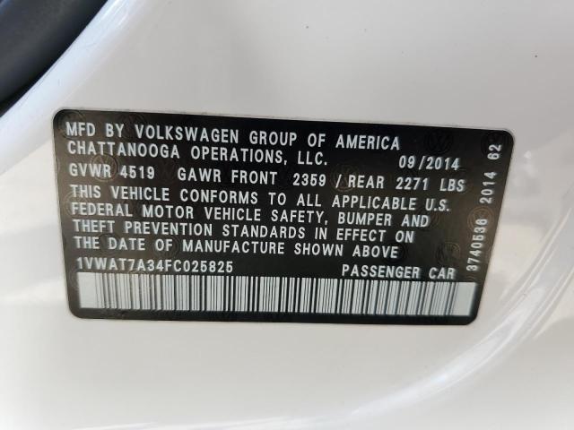 Photo 10 from auction – 2015 VOLKSWAGEN PASSAT S with VIN 1VWAT7A34FC025825