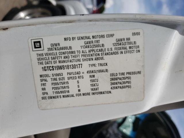 Photo 10 from auction – 2001 GMC SONOMA with VIN 1GTCS19W818130177