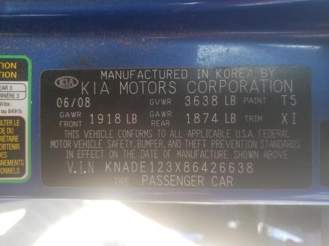 Photo 10 from auction – 2008 KIA RIO BASE with VIN KNADE123X86426638