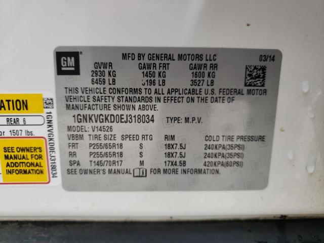 Photo 10 from auction – 2014 CHEVROLET TRAVERSE L with VIN 1GNKVGKD0EJ318034