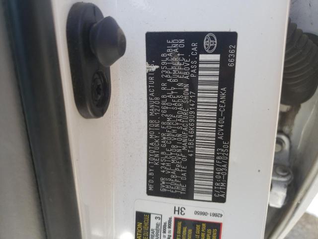Photo 10 from auction – 2009 TOYOTA CAMRY BASE with VIN 4T1BE46K69U914717