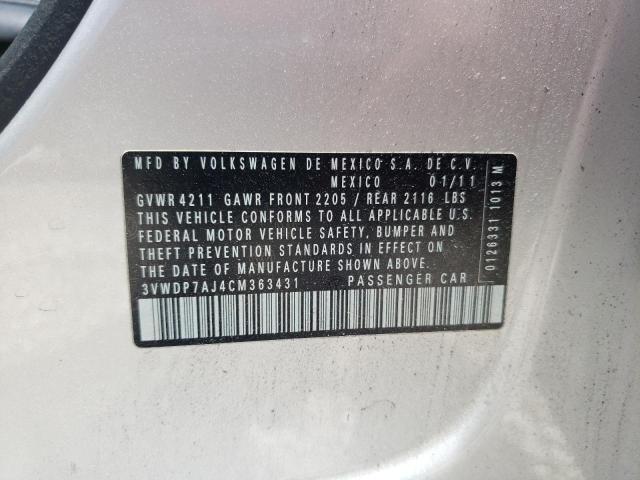 Photo 10 from auction – 2012 VOLKSWAGEN JETTA SE with VIN 3VWDP7AJ4CM363431