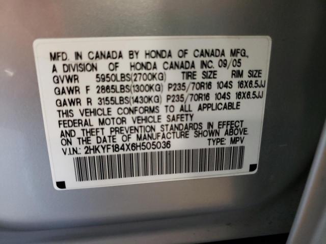 Photo 10 from auction – 2006 HONDA PILOT EX with VIN 2HKYF184X6H505036