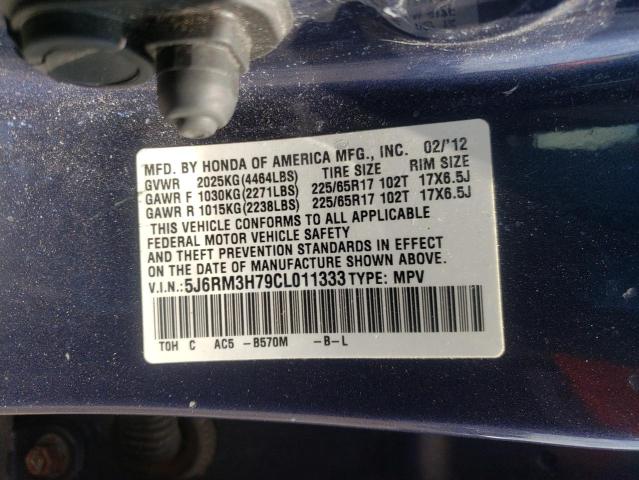 Photo 10 from auction – 2012 HONDA CR-V EXL with VIN 5J6RM3H79CL011333