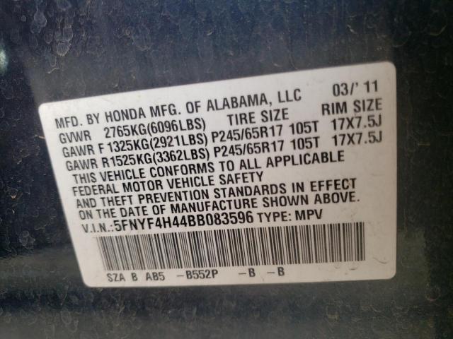 Photo 10 from auction – 2011 HONDA PILOT EX with VIN 5FNYF4H44BB083596