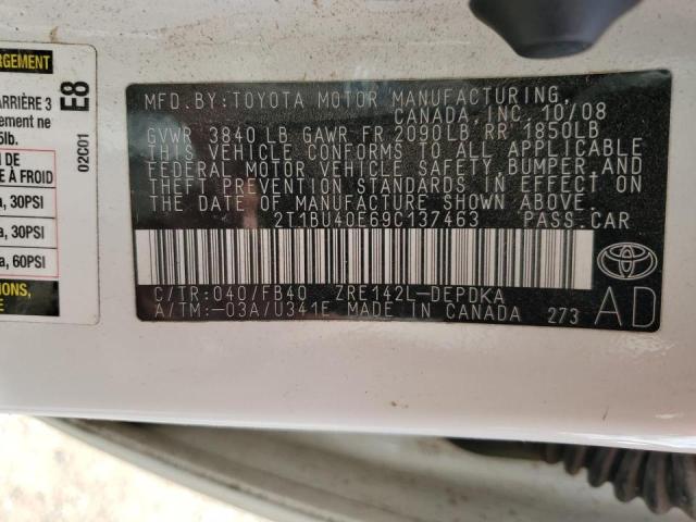 Photo 10 from auction – 2009 TOYOTA COROLLA BA with VIN 2T1BU40E69C137463