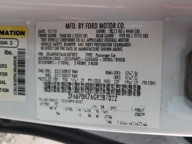Photo 10 from auction – 2016 FORD FUSION SE with VIN 3FA6P0H76GR287822