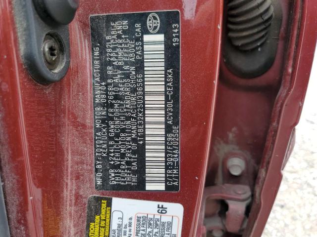 Photo 10 from auction – 2005 TOYOTA CAMRY LE with VIN 4T1BE32K25U396566