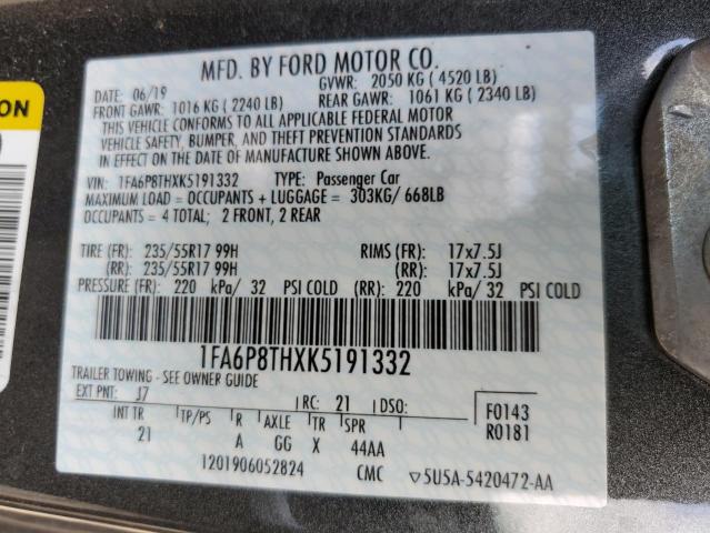 Photo 10 from auction – 2019 FORD MUSTANG with VIN 1FA6P8THXK5191332