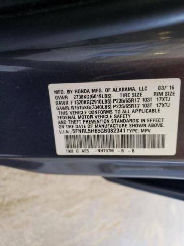 Photo 10 from auction – 2016 HONDA ODYSSEY EX with VIN 5FNRL5H65GB082341