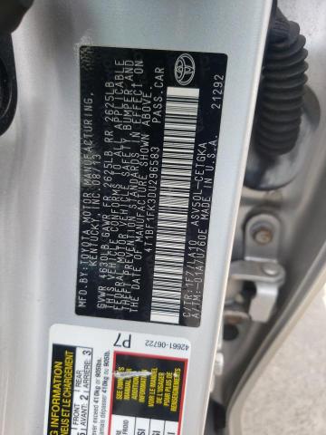 Photo 10 from auction – 2013 TOYOTA CAMRY L with VIN 4T1BF1FK3DU296583