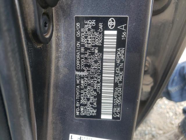 Photo 10 from auction – 2009 TOYOTA COROLLA with VIN JTDBL40E19J034152