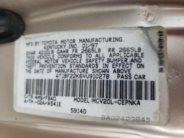 Photo 10 from auction – 1997 TOYOTA CAMRY CE with VIN 4T1BF22K6VU910278