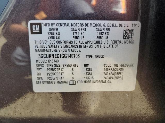 Photo 10 from auction – 2016 CHEVROLET SILVERADO with VIN 3GCUKNEC1GG140706