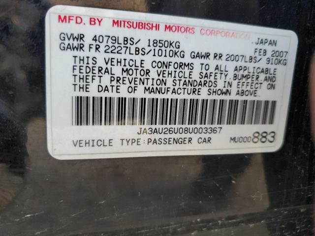 Photo 10 from auction – 2008 MITSUBISHI LANCER ES with VIN JA3AU26U08U003367