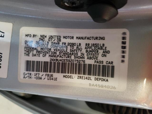 Photo 10 from auction – 2009 TOYOTA COROLLA BA with VIN 1NXBU40E59Z075276