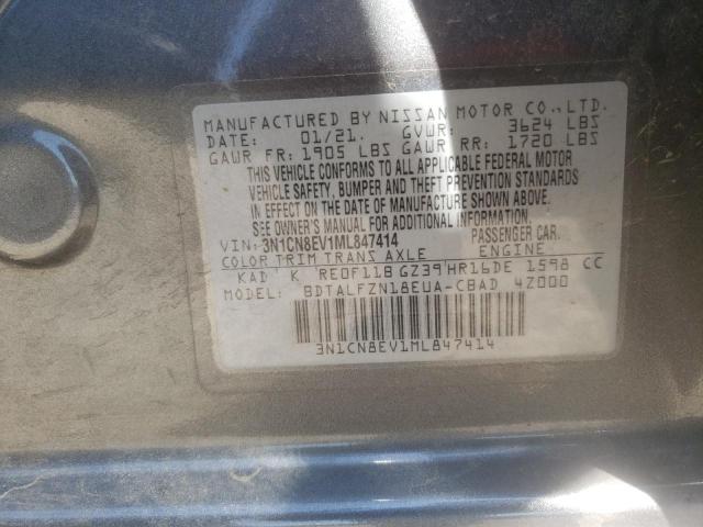 Photo 10 from auction – 2021 NISSAN VERSA SV with VIN 3N1CN8EV1ML847414