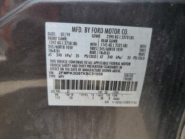 Photo 10 from auction – 2019 FORD EDGE SE with VIN 2FMPK3G97KBC51058