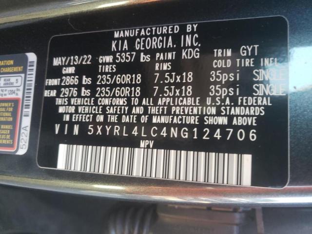Photo 10 from auction – 2022 KIA SORENTO S with VIN 5XYRL4LC4NG124706