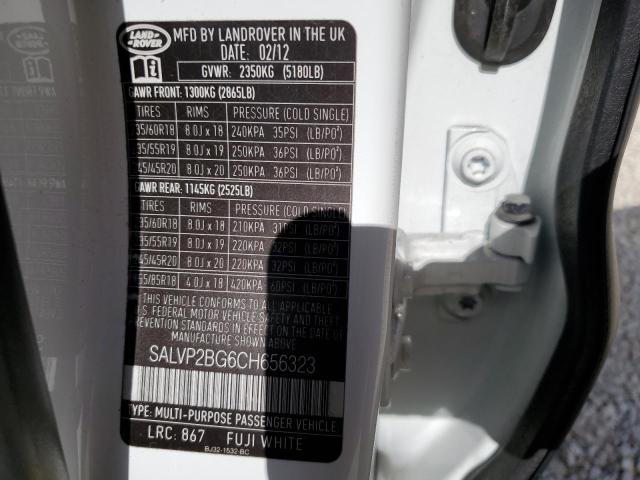 Foto 10 de la subasta – 2012 LAND ROVER RANGE ROVE con VIN SALVP2BG6CH656323