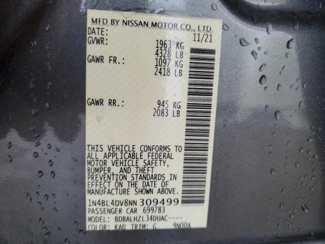 Photo 10 from auction – 2022 NISSAN ALTIMA SV with VIN 1N4BL4DV8NN309499