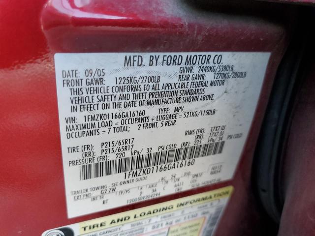Photo 10 from auction – 2006 FORD FREESTYLE with VIN 1FMZK01166GA16160