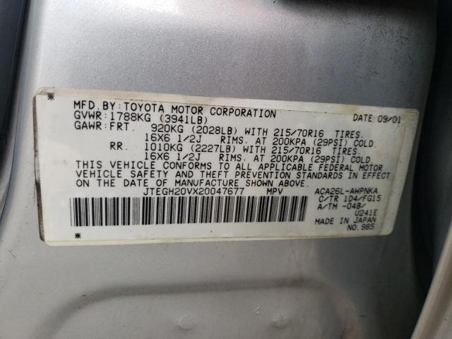 Photo 10 from auction – 2002 TOYOTA RAV4 with VIN JTEGH20VX20047677