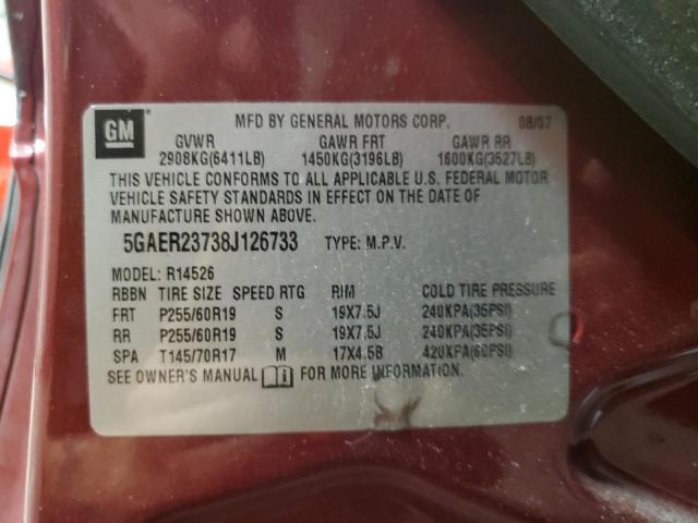 Photo 10 from auction – 2008 BUICK ENCLAVE CX with VIN 5GAER23738J126733