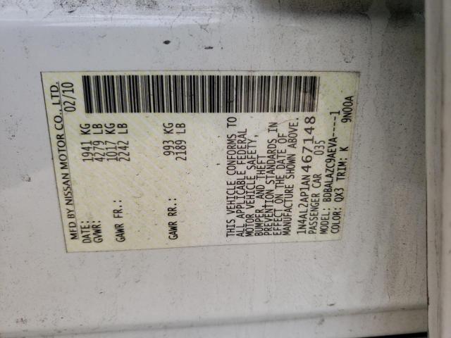 Photo 10 from auction – 2010 NISSAN ALTIMA BAS with VIN 1N4AL2AP1AN467148